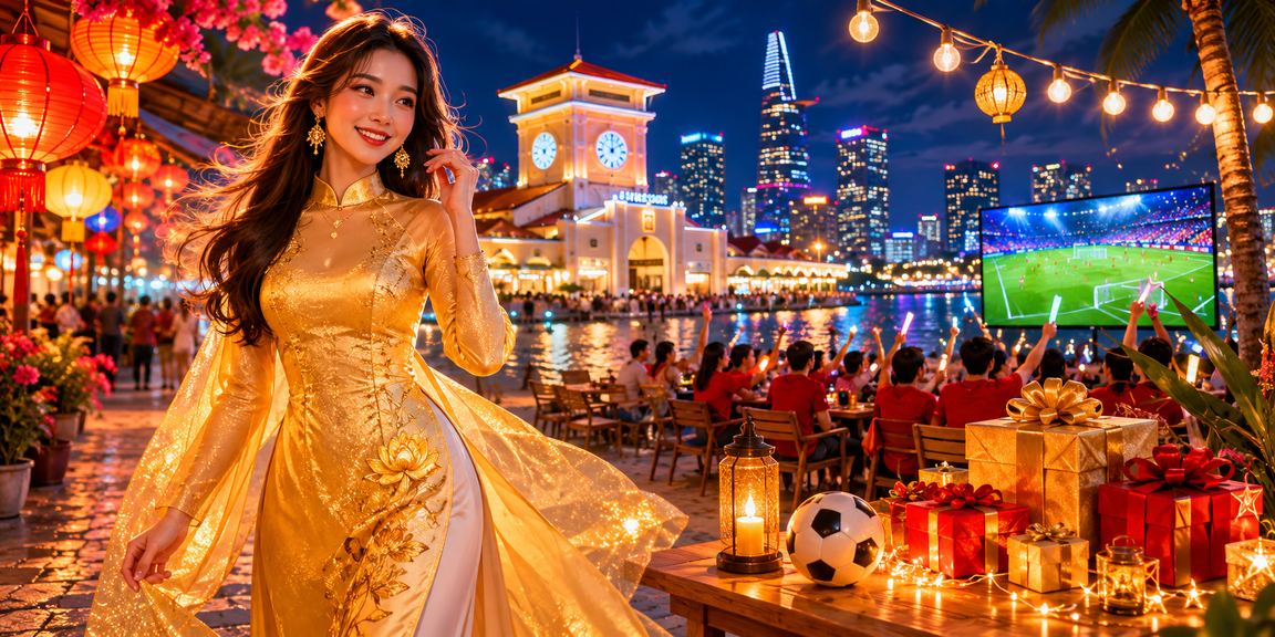 Người dùng TP.HCM mặc áo dài theo dõi kết quả cá cược bóng đá trực tuyến trên điện thoại