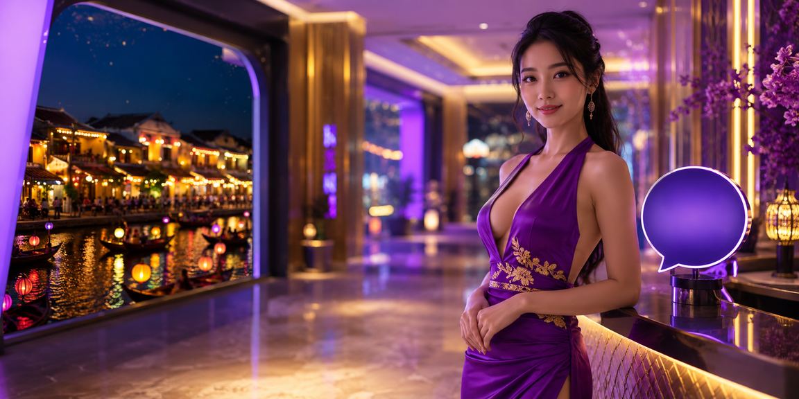 Đêm neon tại Hội An với người chơi casino trực tuyến trong không khí đường phố sôi động