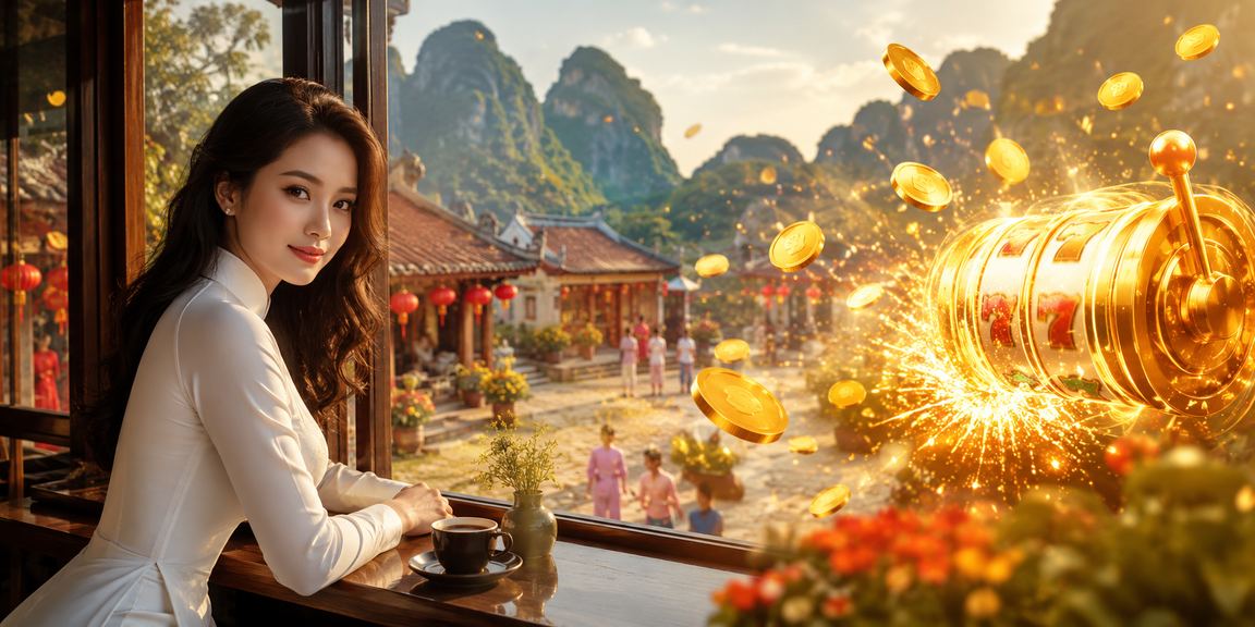 Phụ nữ mặc áo dài tại Ninh Bình trải nghiệm slot game trên điện thoại